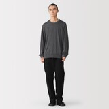 紳士　昔ながらの製法で編み立てた天竺クルーネック長袖Ｔシャツ