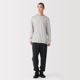 紳士　昔ながらの製法で編み立てた天竺クルーネック長袖Ｔシャツ