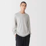 紳士　昔ながらの製法で編み立てた天竺クルーネック長袖Ｔシャツ