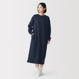 婦人　コットンブークレ　長袖ワンピース