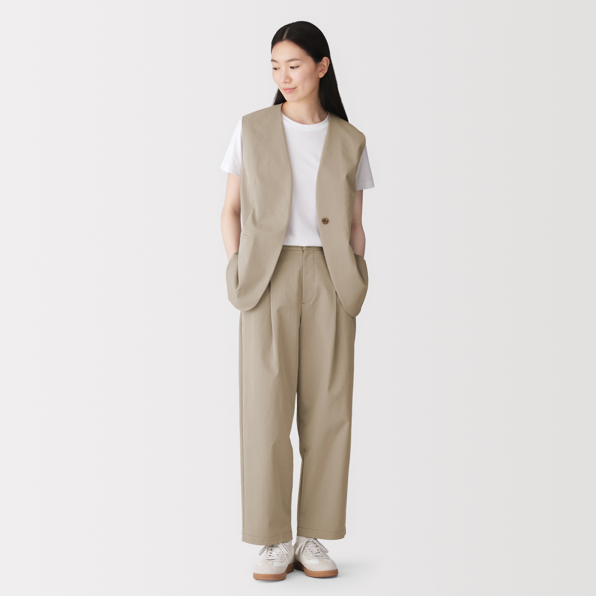 婦人　撥水ストレッチ　チノタックワイドパンツ
