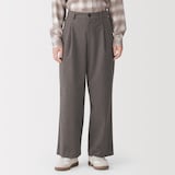 婦人　起毛ジャージー　タックワイドパンツ
