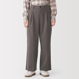 婦人　起毛ジャージー　タックワイドパンツ