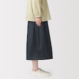 婦人　洗いざらし　デニムイージースカート
