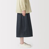 婦人　洗いざらし　デニムイージースカート