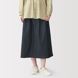 婦人　洗いざらし　デニムイージースカート