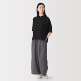 婦人　なめらか　イージーワイドストレートパンツ