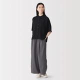 婦人　なめらか　イージーワイドストレートパンツ