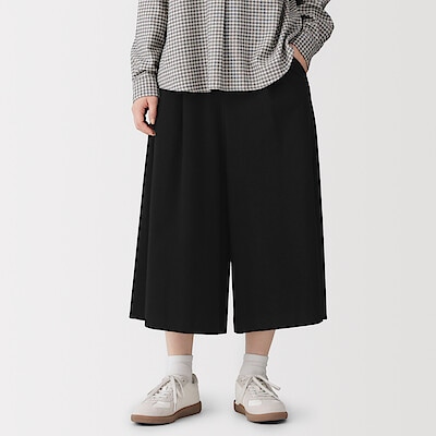 婦人　起毛ジャージー　クロップドパンツ