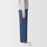 婦人　木の実から作ったカポック混　デニムストレートパンツ