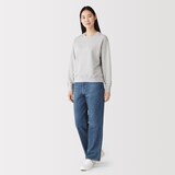 婦人　木の実から作ったカポック混　デニムストレートパンツ