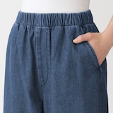 婦人　洗いざらし　デニムイージーテーパードパンツ