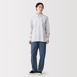 婦人　洗いざらし　デニムイージーテーパードパンツ
