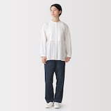 婦人　洗いざらし　デニムイージーテーパードパンツ