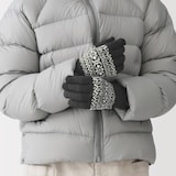 ウール混　裏起毛　タッチパネル手袋　（柄）