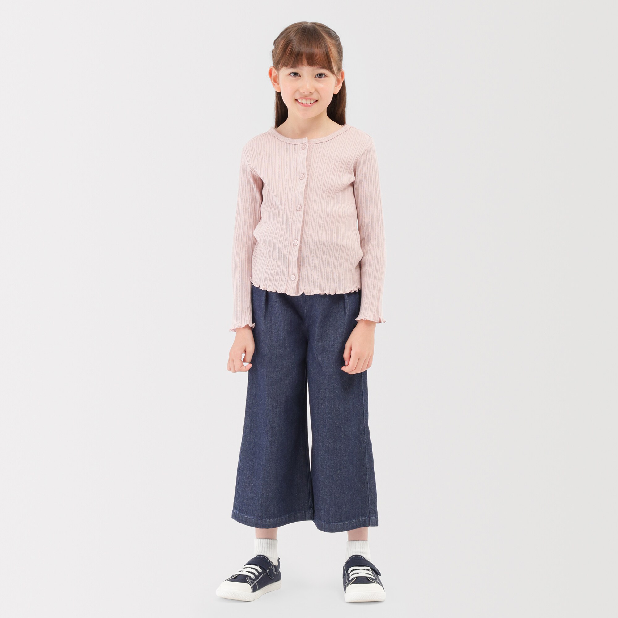 キッズ　ライトオンスデニムワイドパンツ