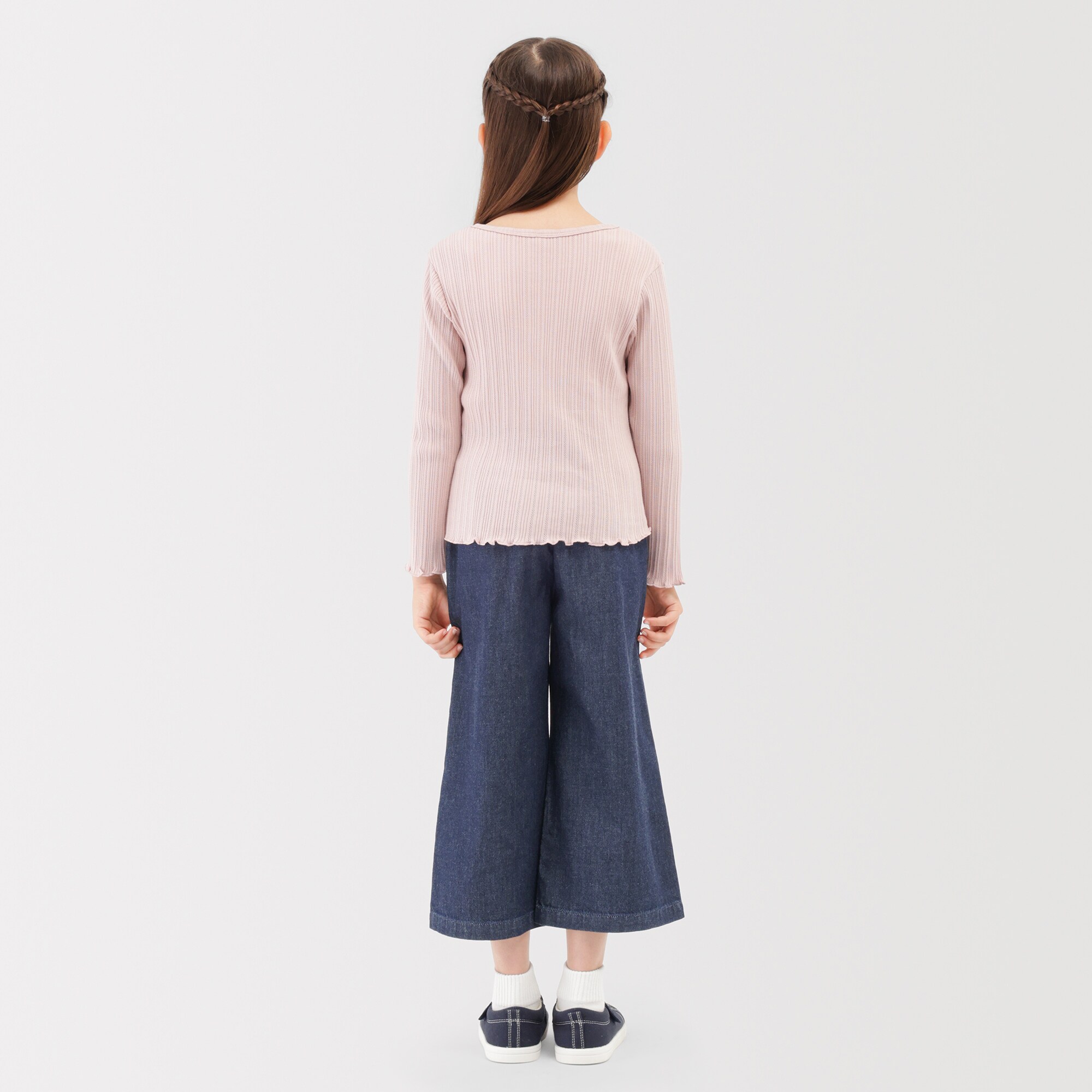キッズ　ライトオンスデニムワイドパンツ