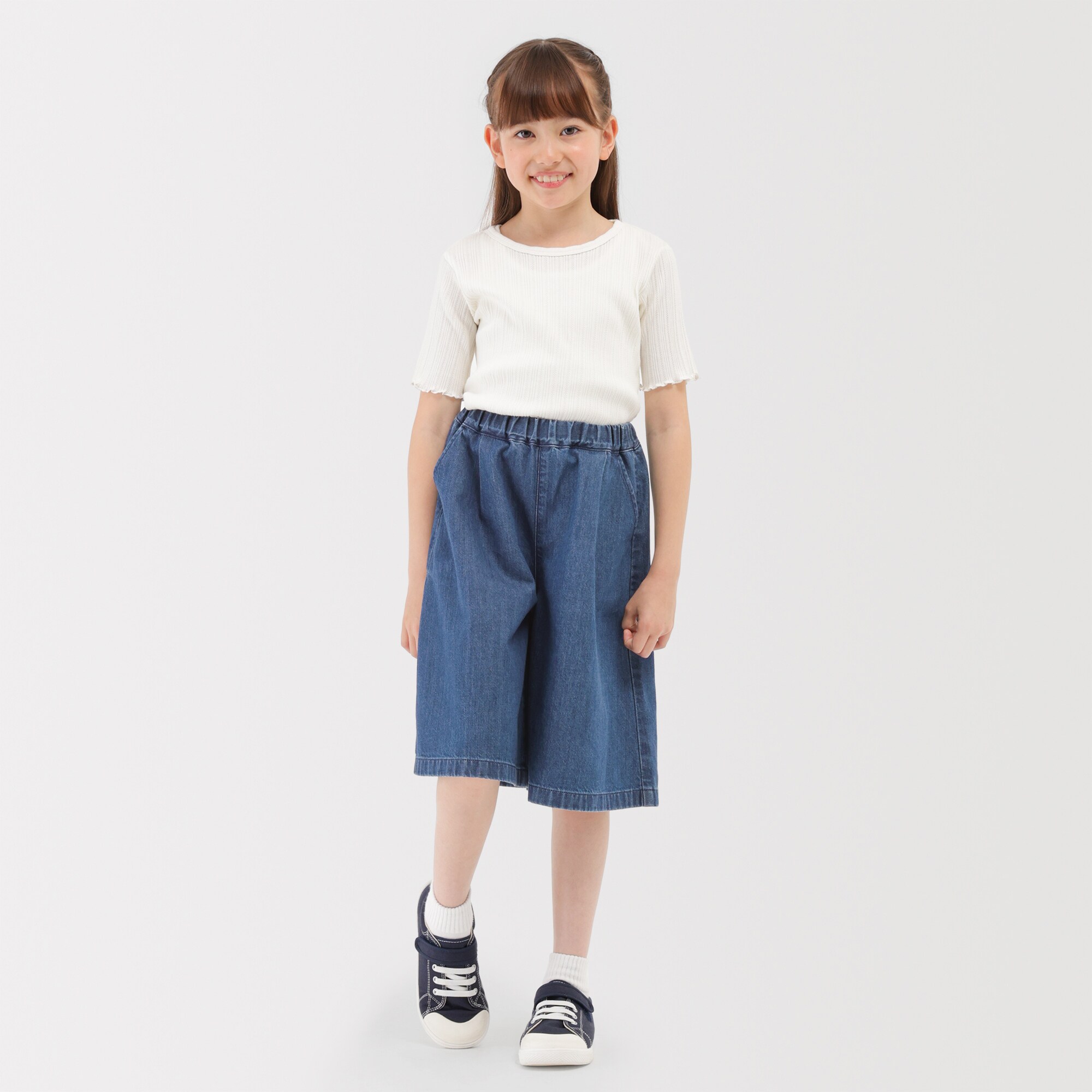 キッズ　ライトオンスデニムスカートパンツ