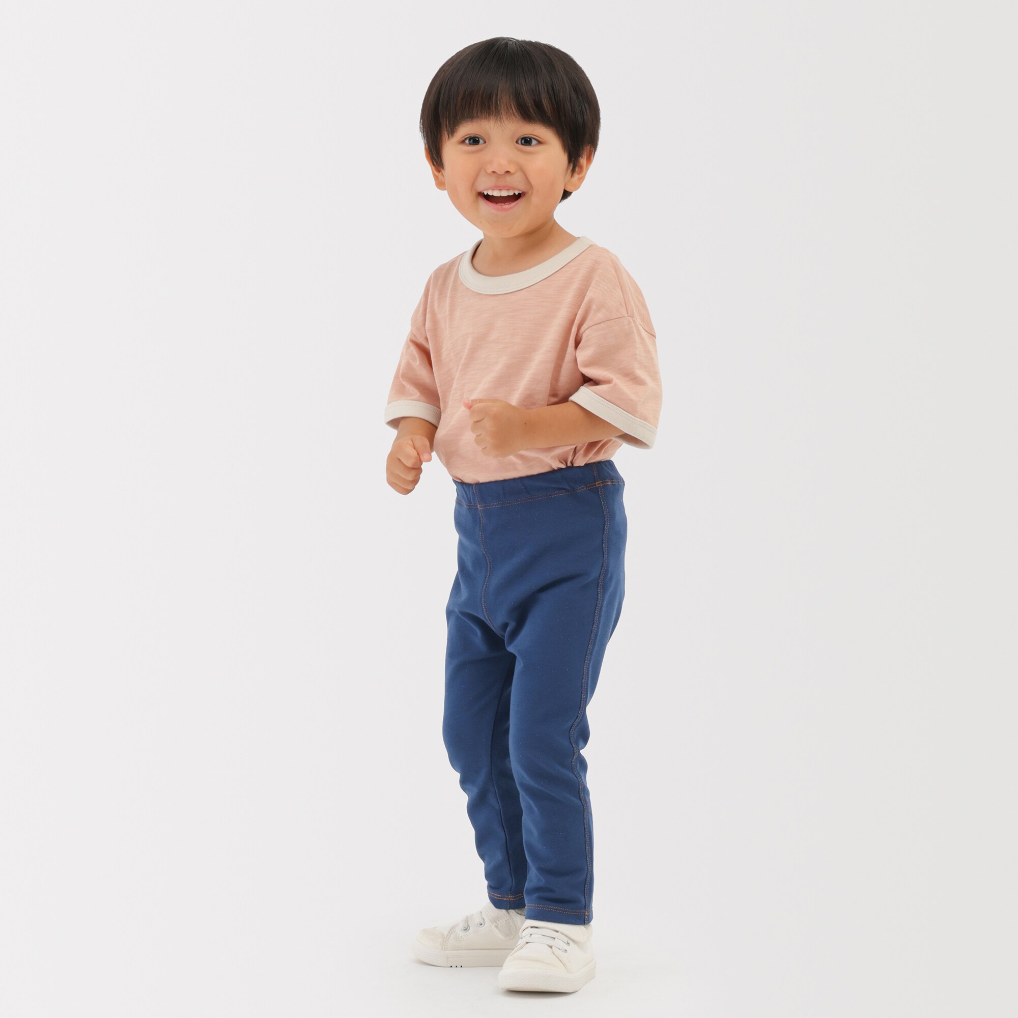 ベビー　おなかすっぽりデニム調十分丈レギンス