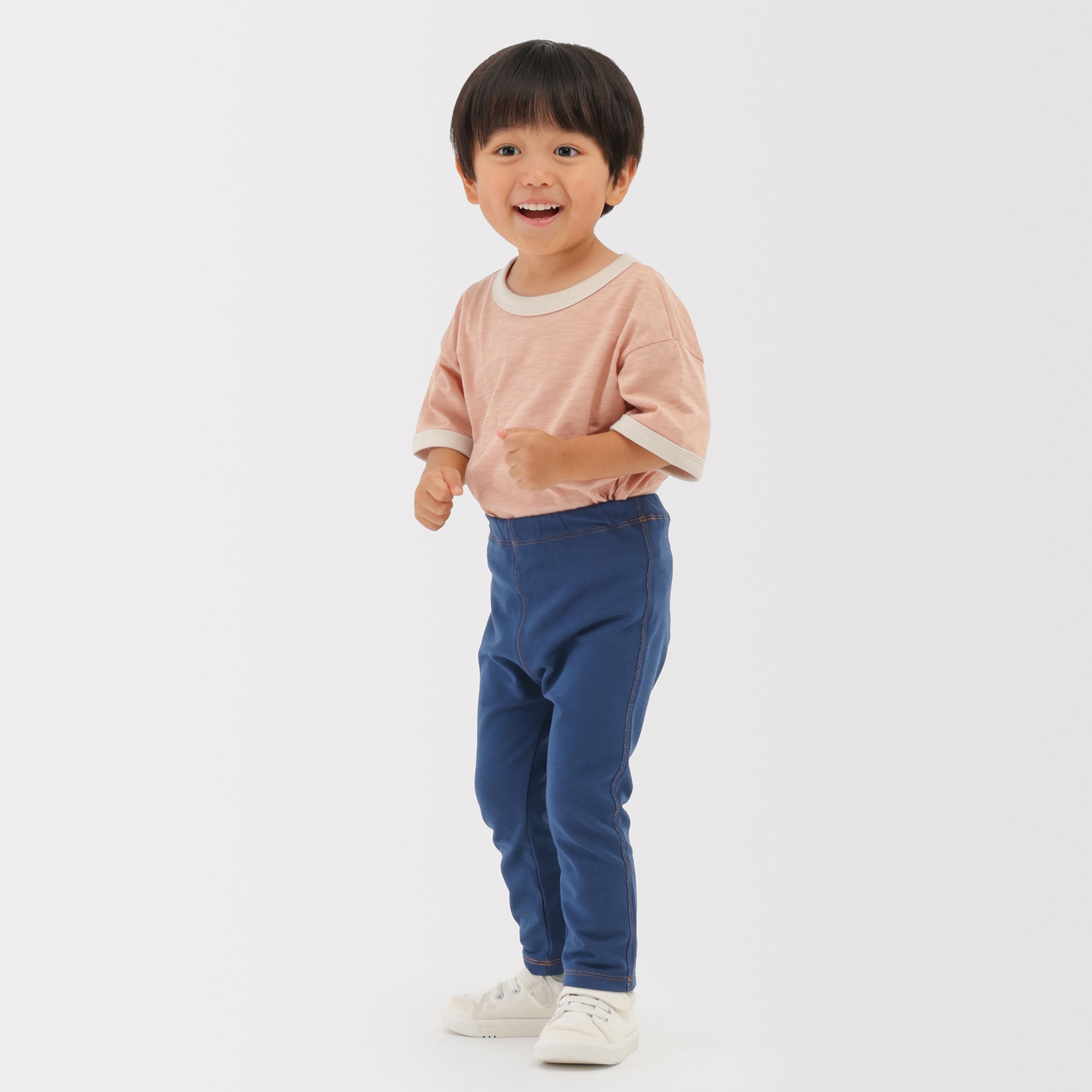 ベビー　おなかすっぽりデニム調十分丈レギンス