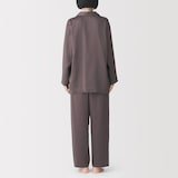 婦人　なめらかサテン　長袖パジャマ