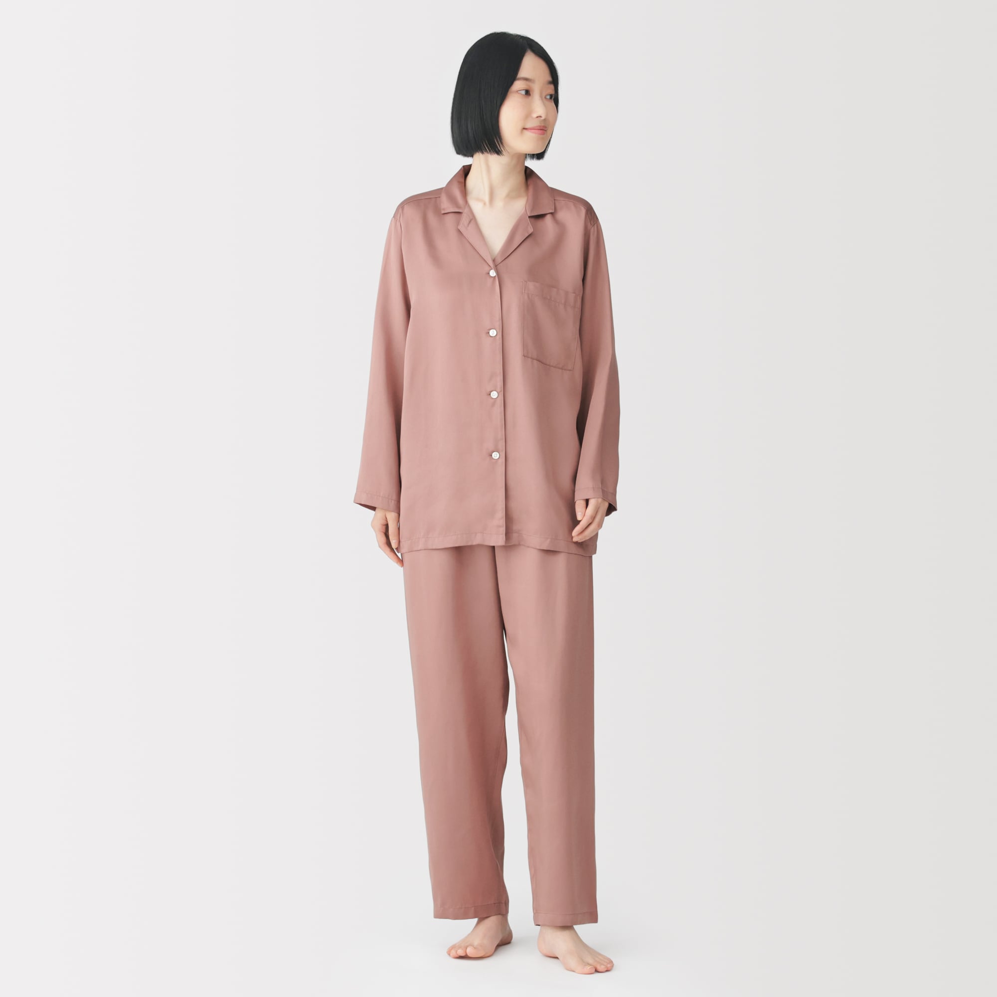 婦人 なめらかサテン 長袖パジャマ | 無印良品