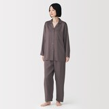 婦人　なめらかサテン　長袖パジャマ