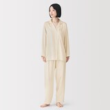 婦人　なめらかサテン　長袖パジャマ