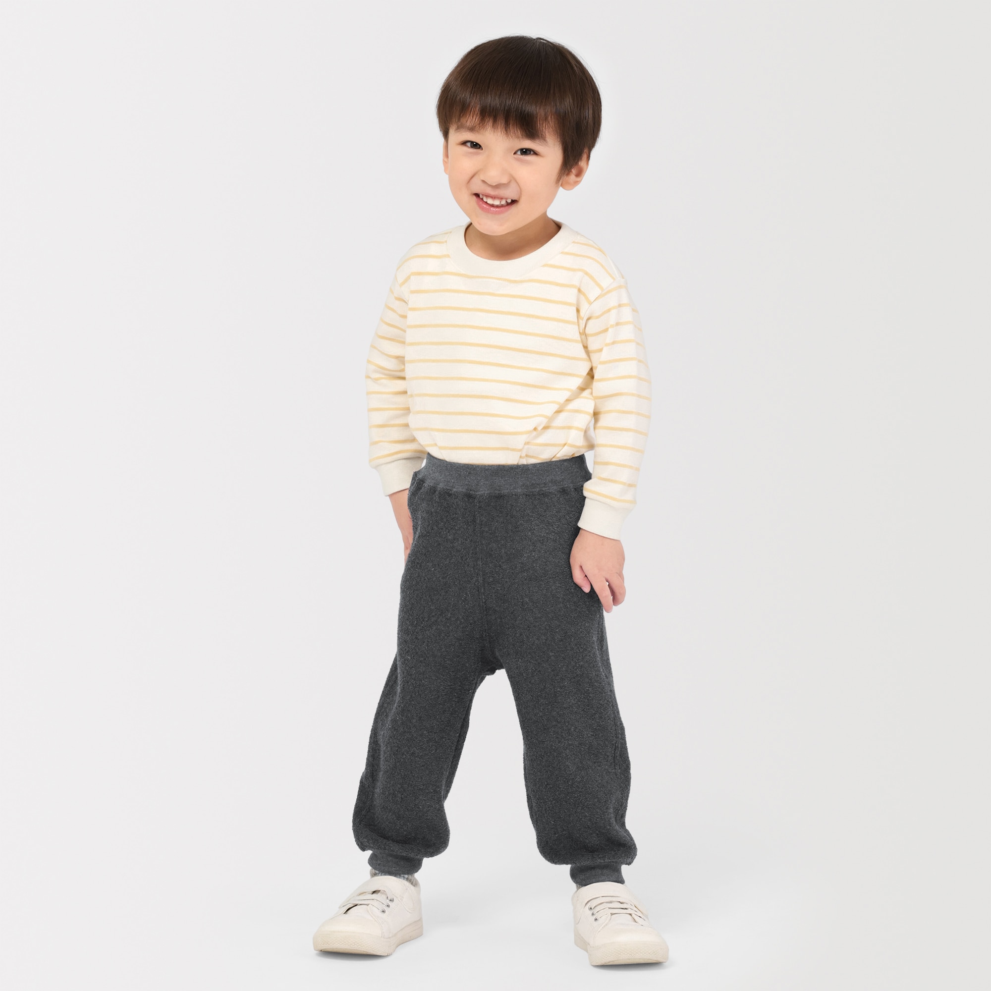ベビー　おなかすっぽりコットンブークレジョガーパンツ