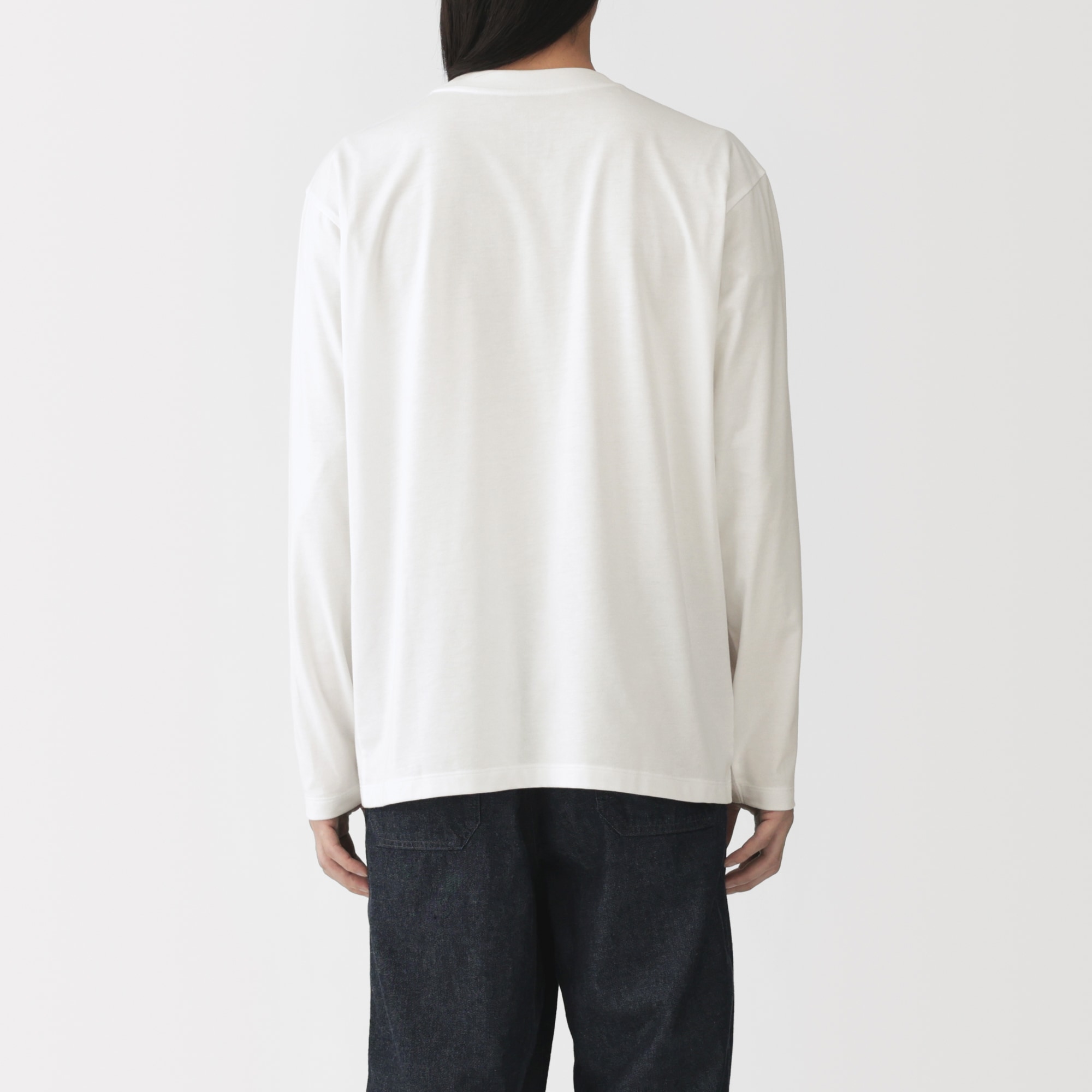 紳士　天竺編みクルーネック長袖Ｔシャツ