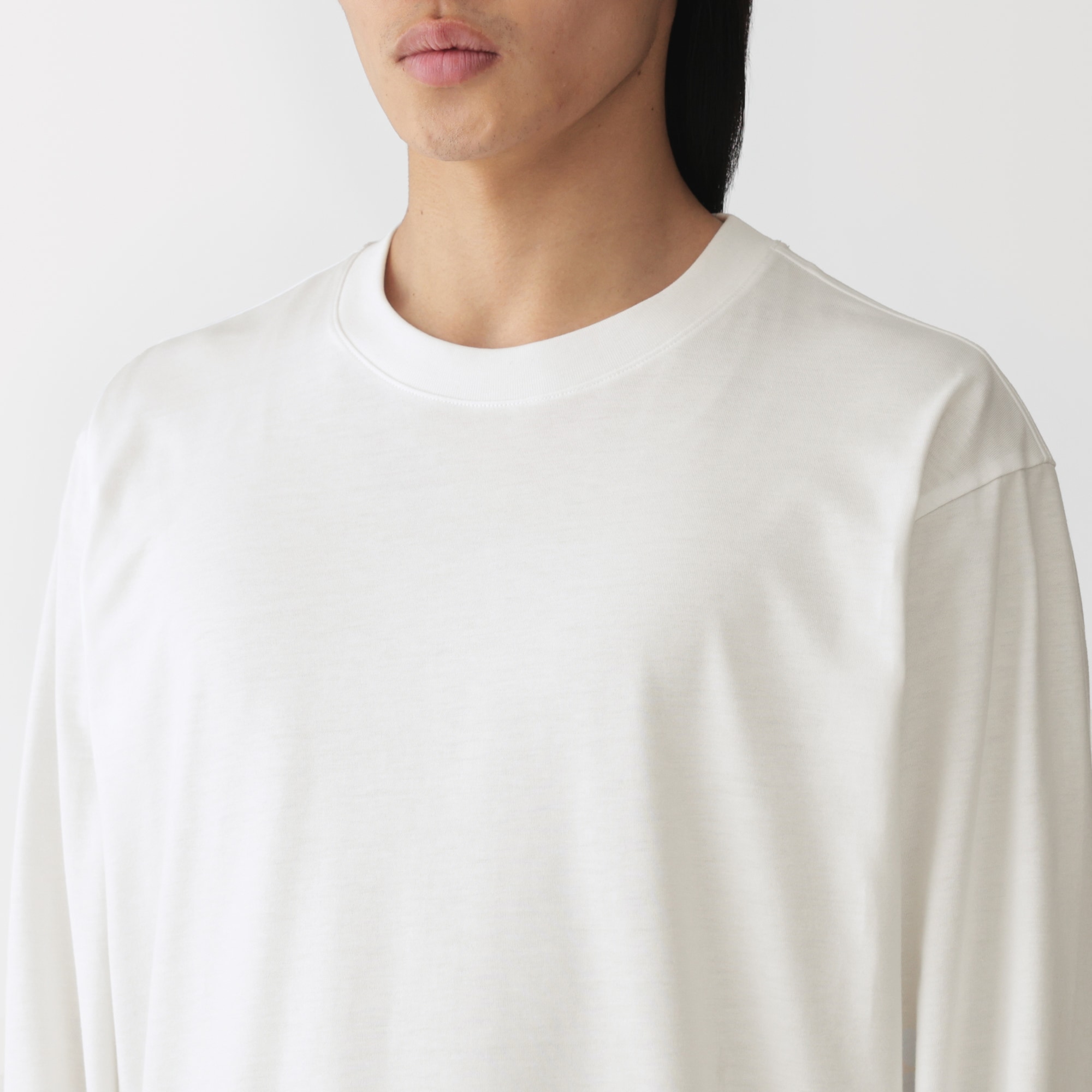 紳士　天竺編みクルーネック長袖Ｔシャツ