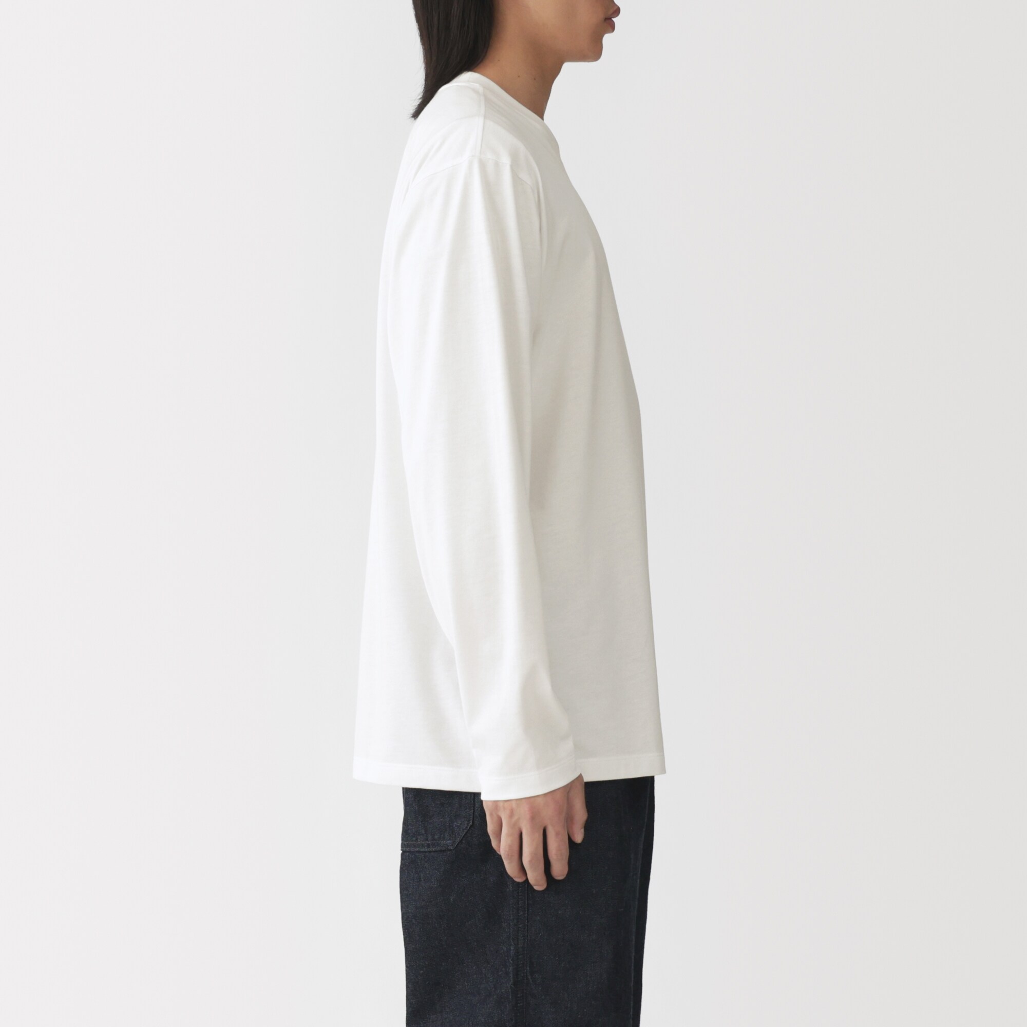 紳士　天竺編みクルーネック長袖Ｔシャツ