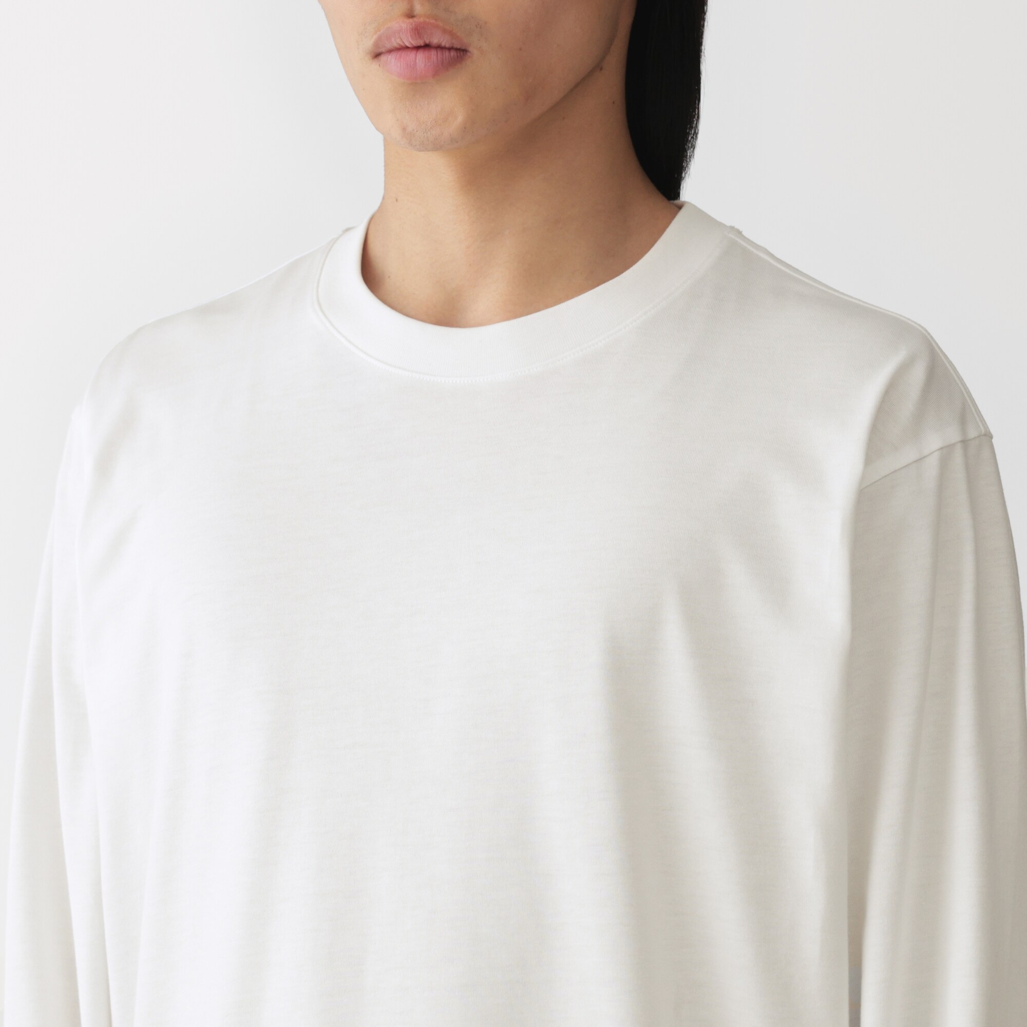 紳士　天竺編みクルーネック長袖Ｔシャツ