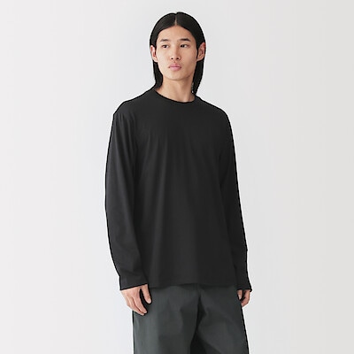 紳士　天竺編みクルーネック長袖Ｔシャツ