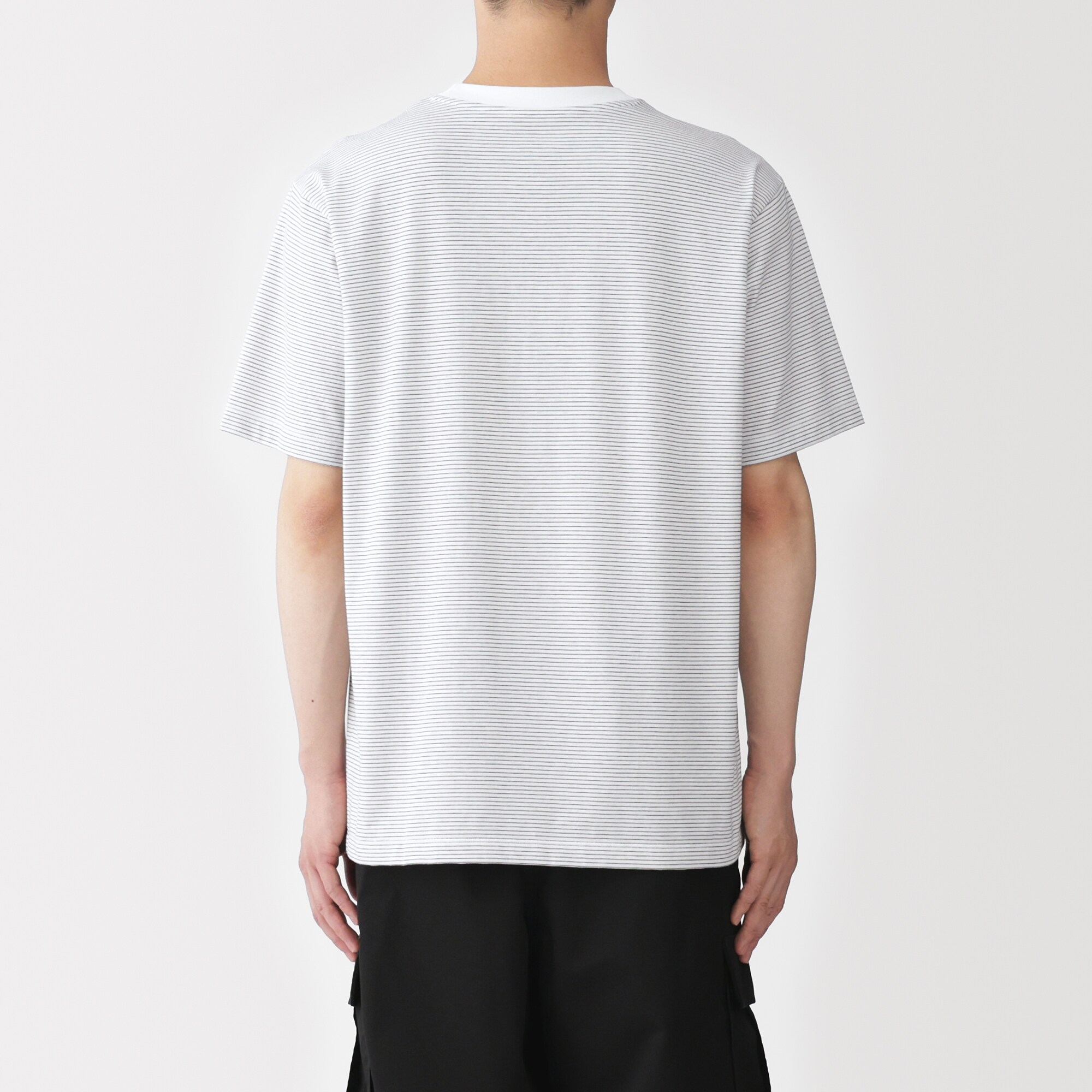 紳士　天竺編みクルーネック半袖Ｔシャツ（ボーダー）（ＯＳ）