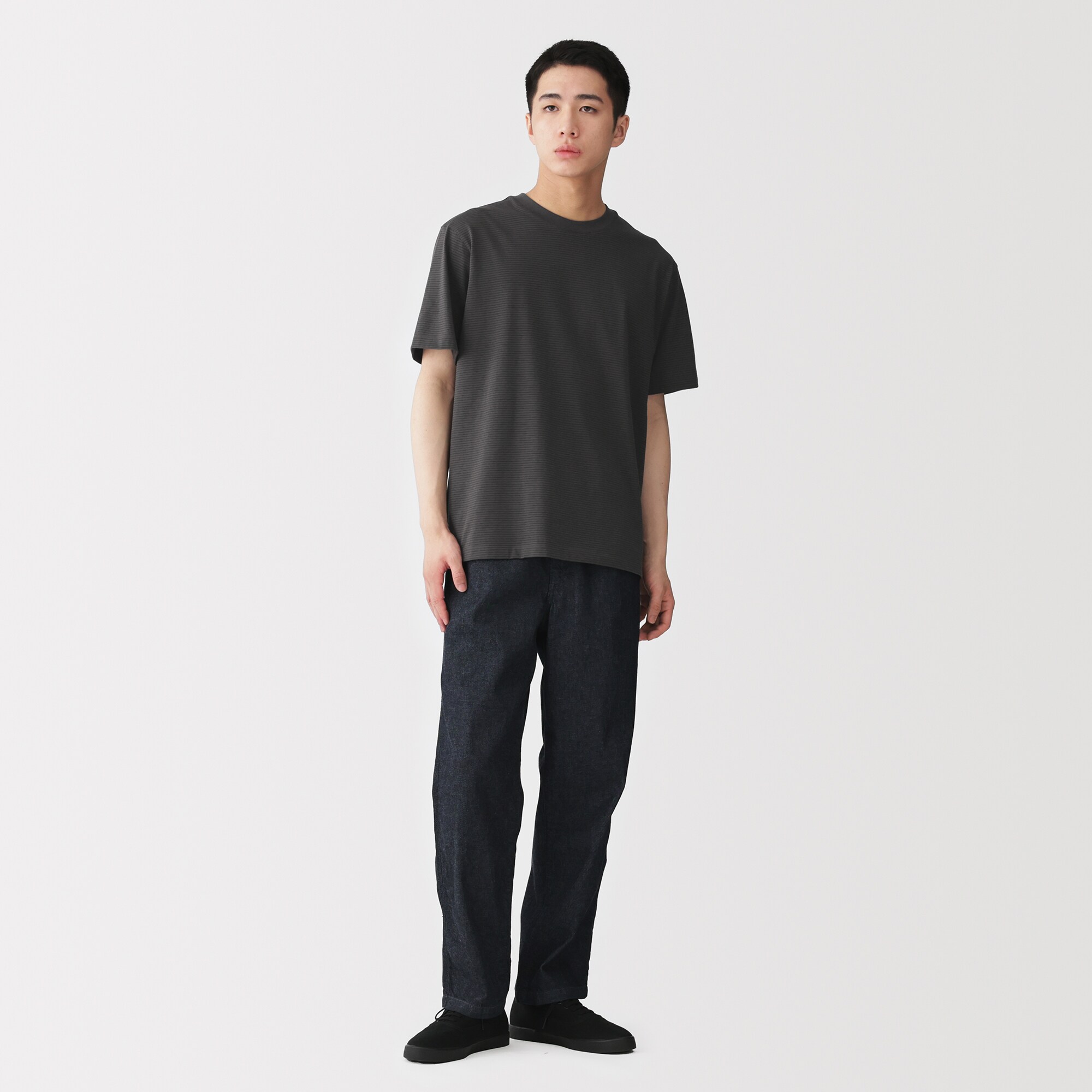紳士　天竺編みクルーネック半袖Ｔシャツ（ボーダー）（ＯＳ）