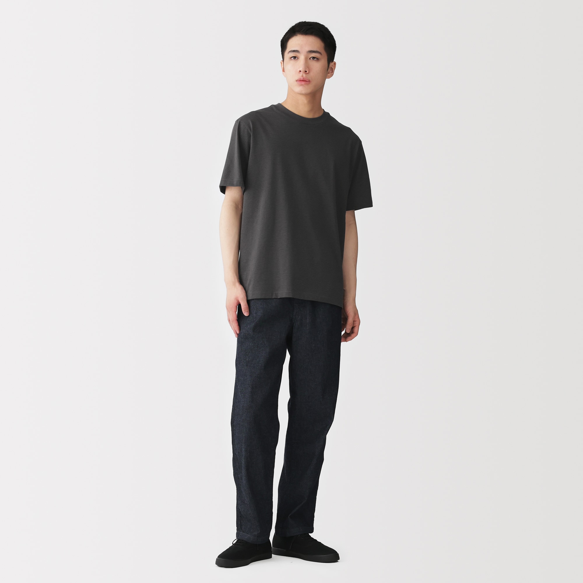 紳士　天竺編みクルーネック半袖Ｔシャツ（ボーダー）（ＯＳ）