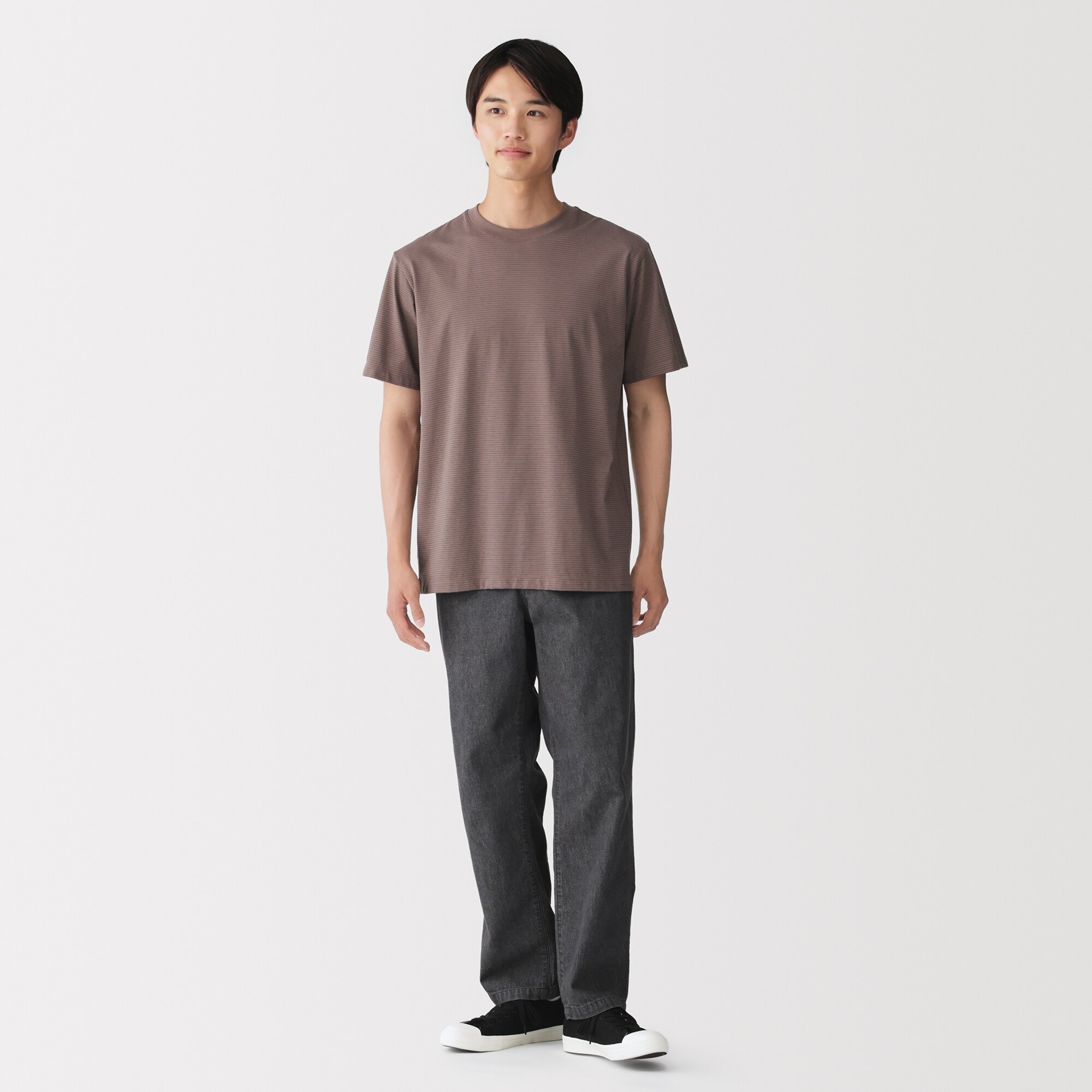 紳士　天竺編みクルーネック半袖Ｔシャツ（ボーダー）（ＯＳ）