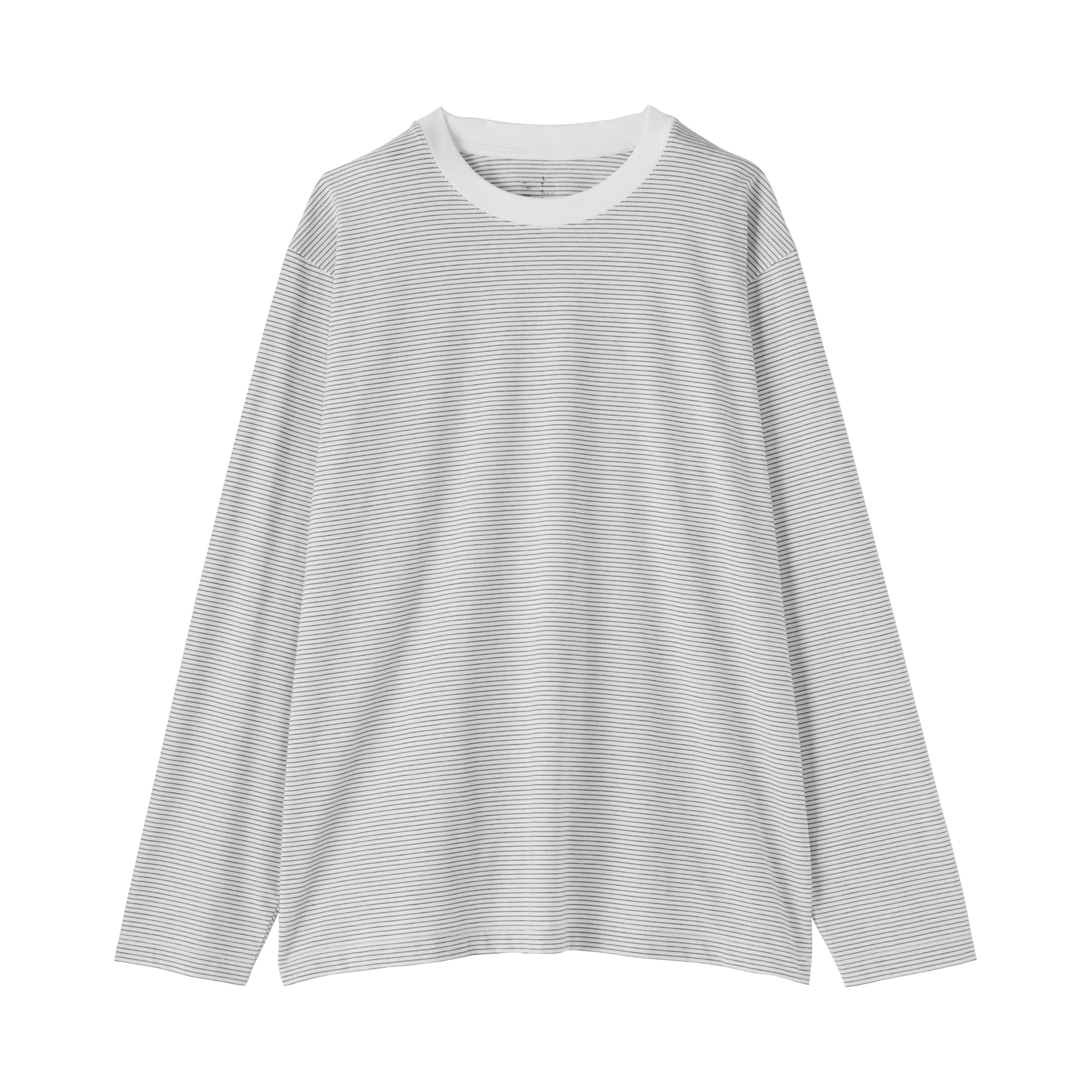 紳士　天竺編みクルーネック長袖Ｔシャツ（ボーダー）