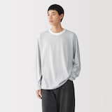 紳士　天竺編みクルーネック長袖Ｔシャツ（ボーダー）