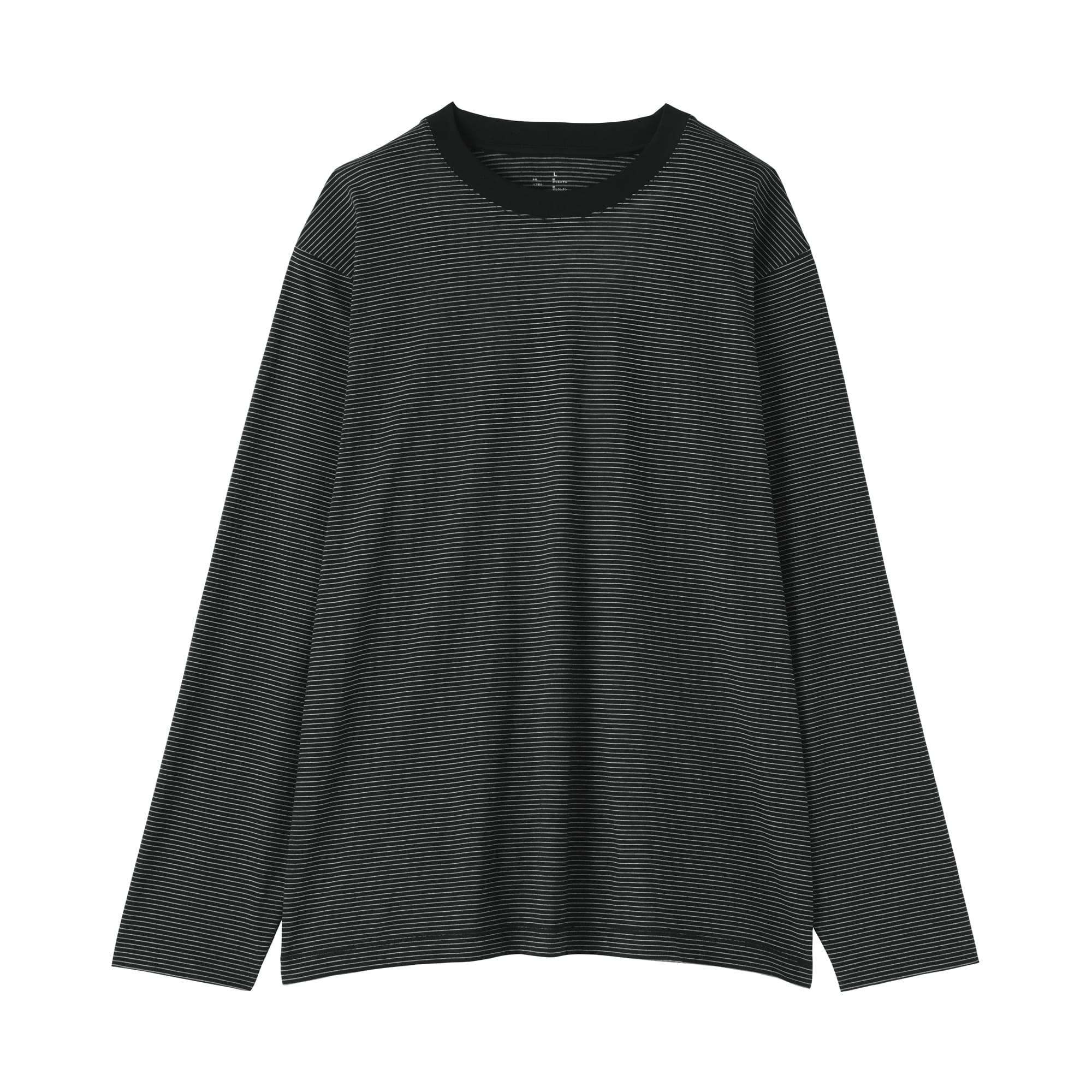 紳士　天竺編みクルーネック長袖Ｔシャツ（ボーダー）