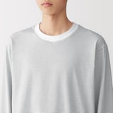 紳士　天竺編みクルーネック長袖Ｔシャツ（ボーダー）