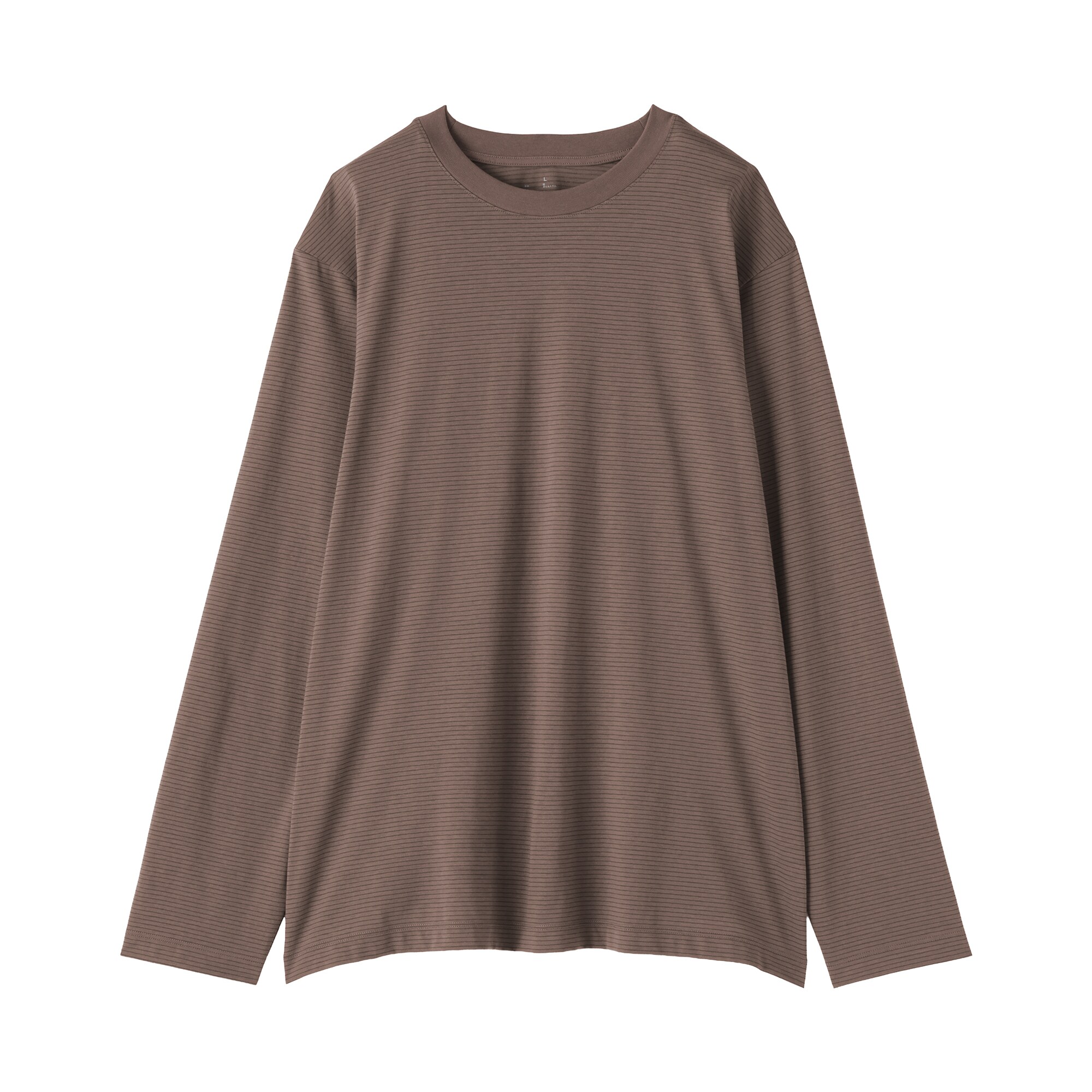 紳士　天竺編みクルーネック長袖Ｔシャツ（ボーダー）