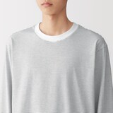 紳士　天竺編みクルーネック長袖Ｔシャツ（ボーダー）