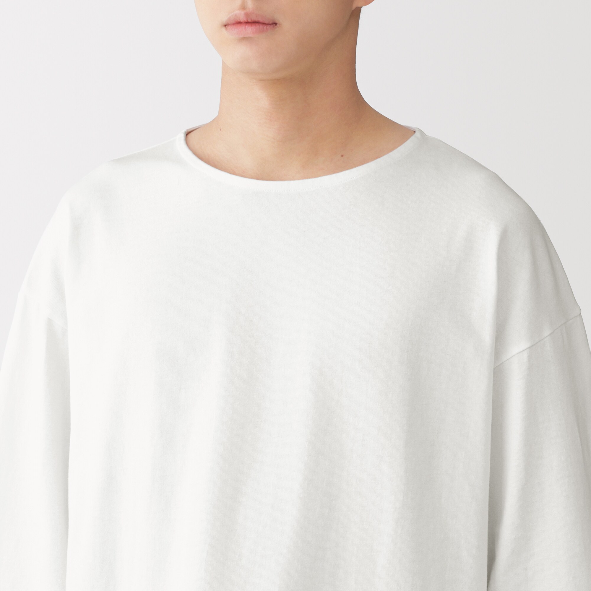 紳士　洗いざらし太番手ボートネック七分袖Ｔシャツ