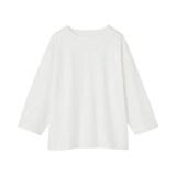 紳士　洗いざらし太番手ボートネック七分袖Ｔシャツ