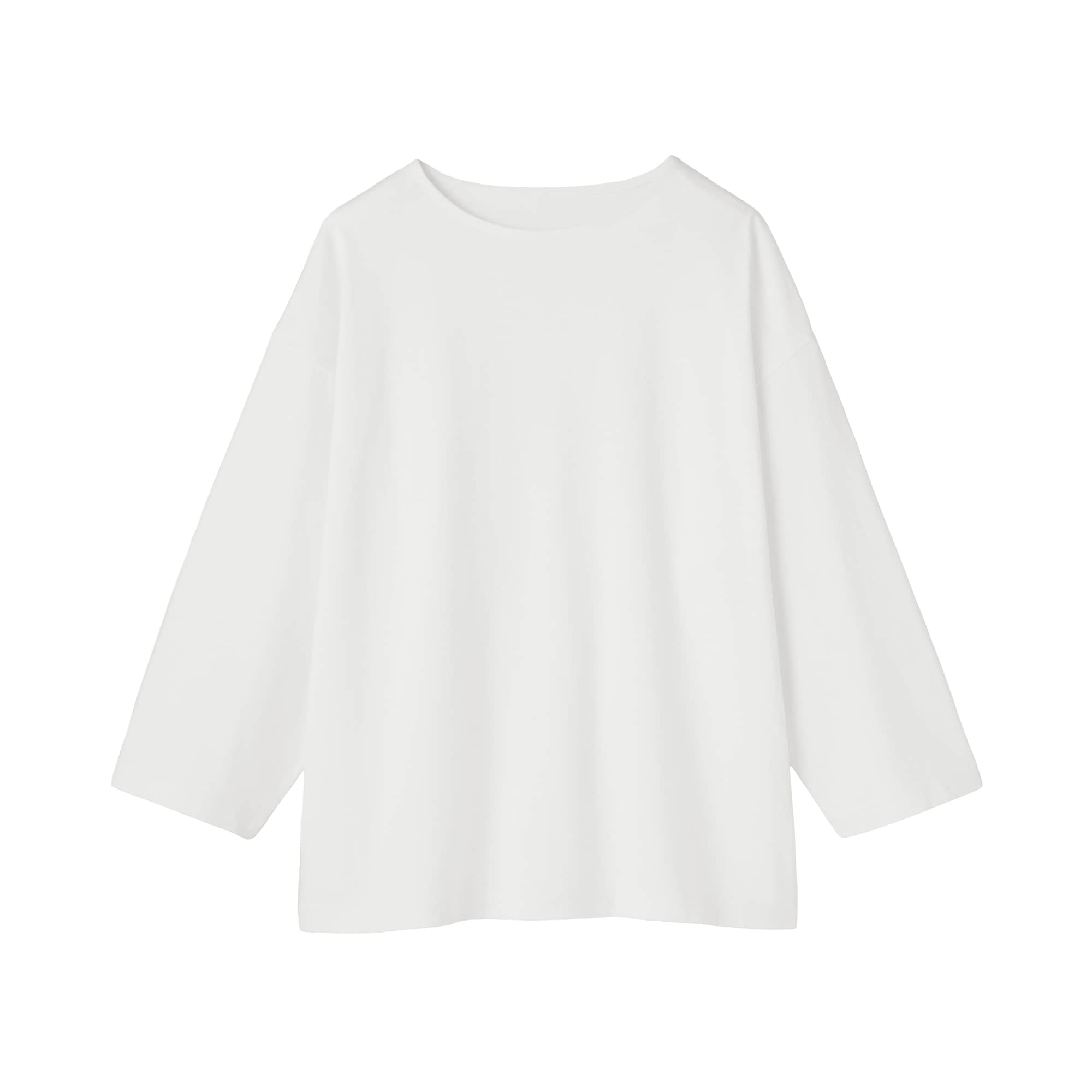 紳士　洗いざらし太番手ボートネック七分袖Ｔシャツ
