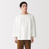 紳士　洗いざらし太番手ボートネック七分袖Ｔシャツ