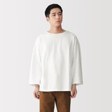 紳士　洗いざらし太番手ボートネック七分袖Ｔシャツ