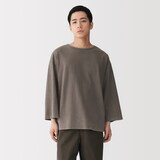 紳士　洗いざらし太番手ボートネック七分袖Ｔシャツ